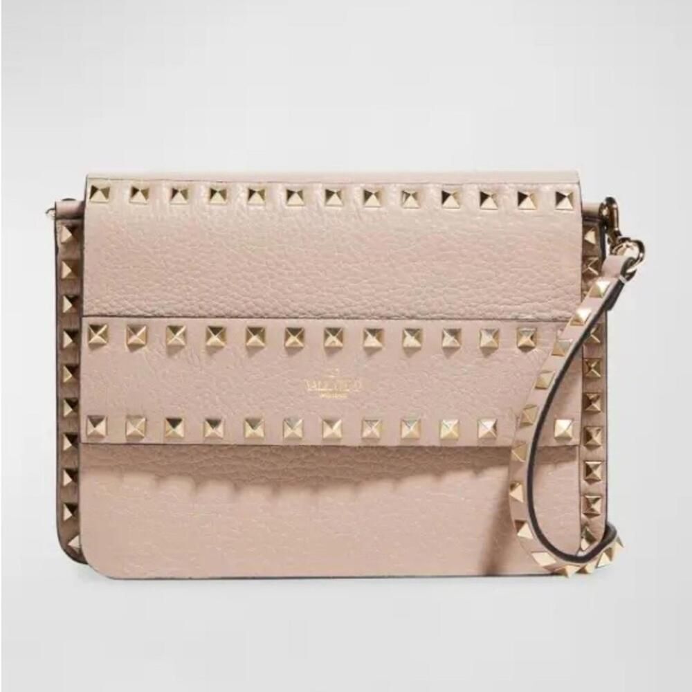 Valentino Rockstud Leather Crossbody Mauve Pink OS Pre-Owned
